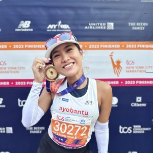 CEO Ayobantu, Agnes Yuliavitriani dalam ajang NY Marathon 2023